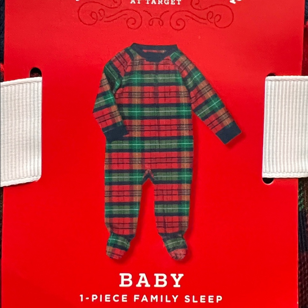NEW! Wondershop Baby holiday tartan plaid flannel matching family footed pajama - Picture 1 of 6